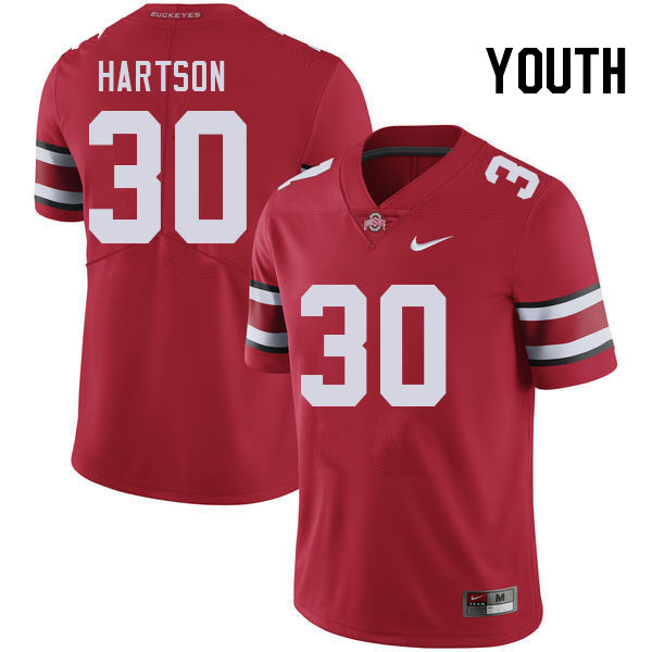 Youth #30 Will Hartson Ohio State Buckeyes College Football Jerseys Stitched-Red